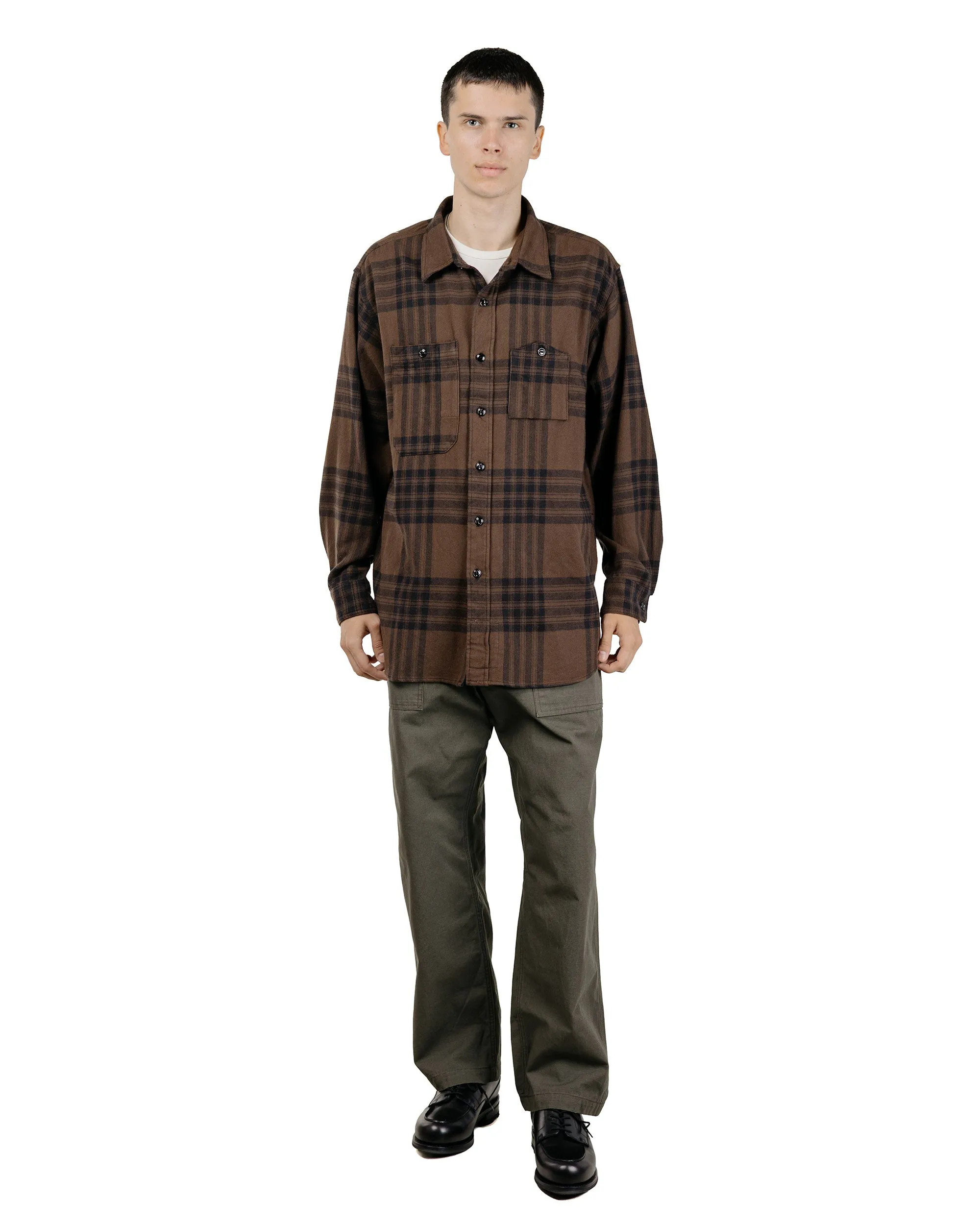 Engineered Garments Work Shirt Brown/Black Cotton Flannel Plaid sold by Lost & Found product image thumbnail 5