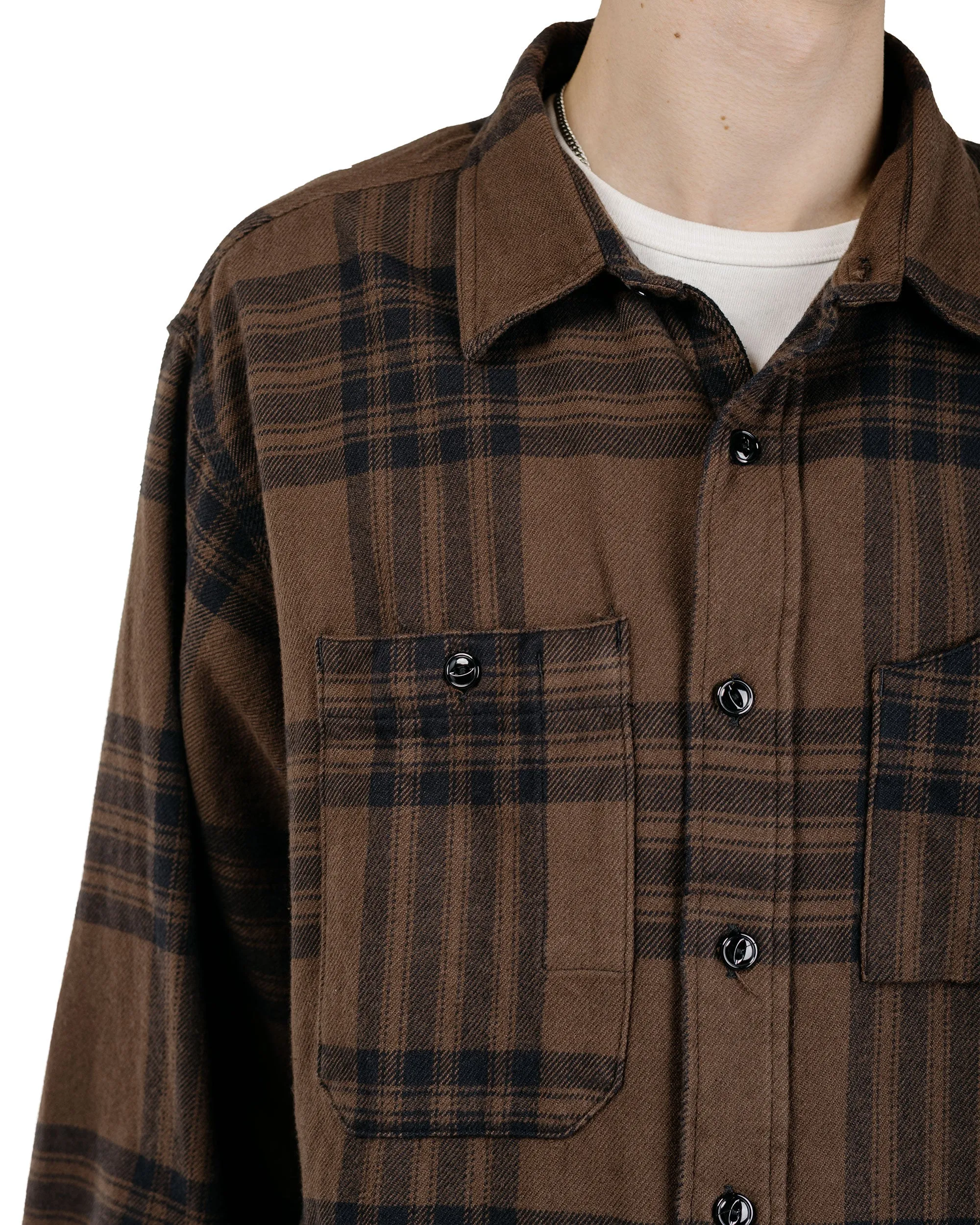 Engineered Garments Work Shirt Brown/Black Cotton Flannel Plaid sold by Lost & Found product image thumbnail 3