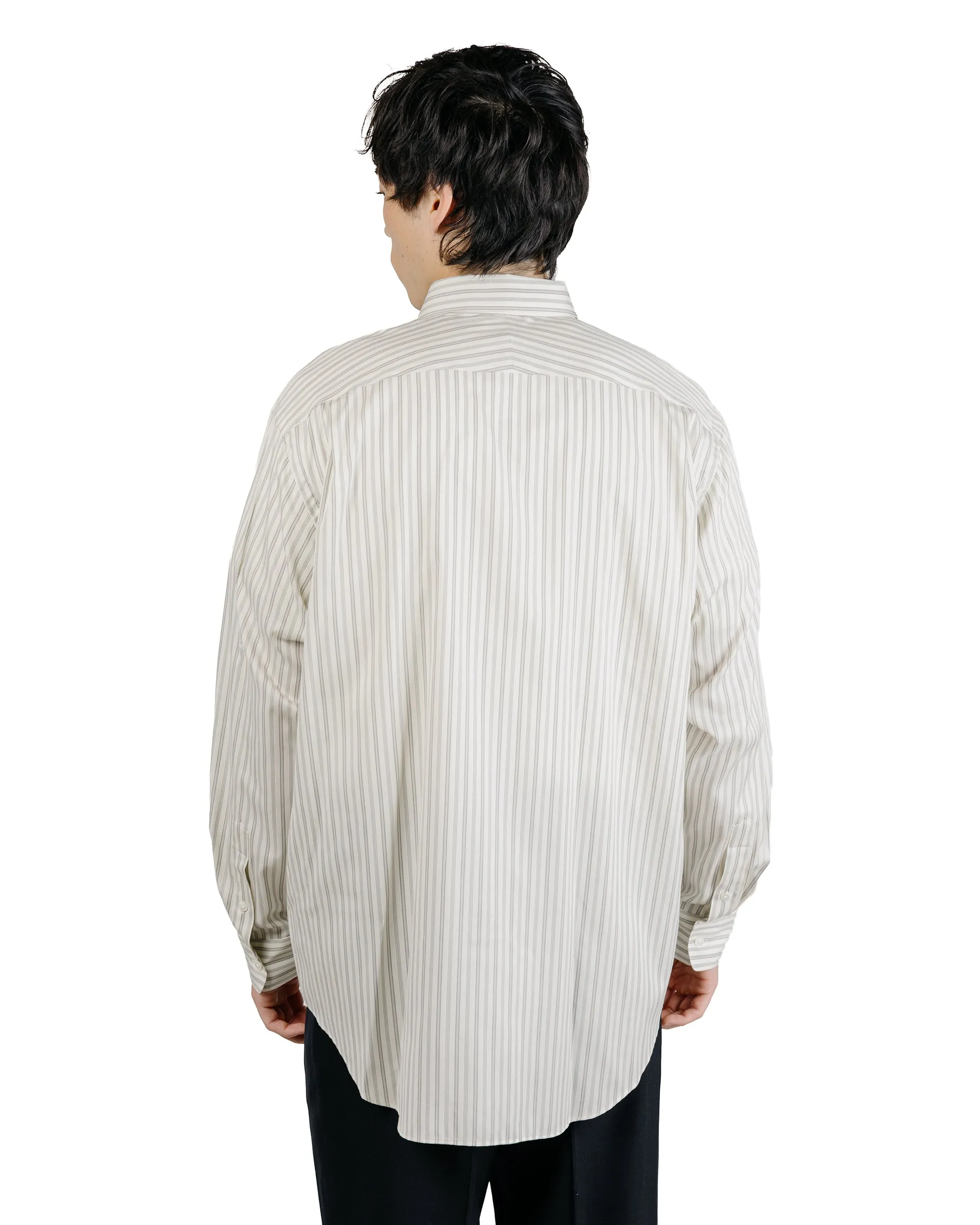 Auralee Cotton Silk Stripe Shirt Light Gray Stripe sold by Lost & Found product image thumbnail 4