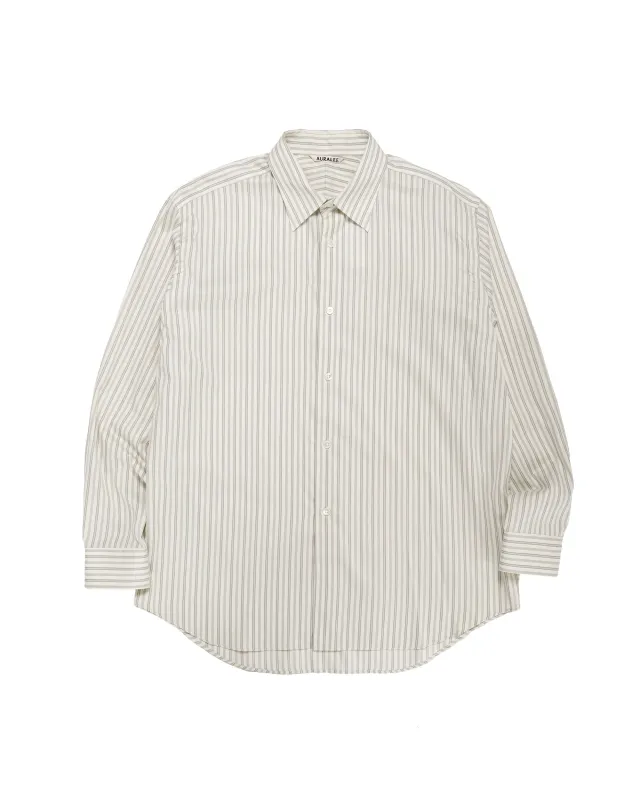 Auralee Cotton Silk Stripe Shirt Light Gray Stripe made by Auralee