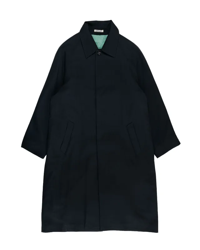 Auralee Ultra Fine Wool Twill Wool-Lined Coat Dark Navy/Mix Green made by Auralee