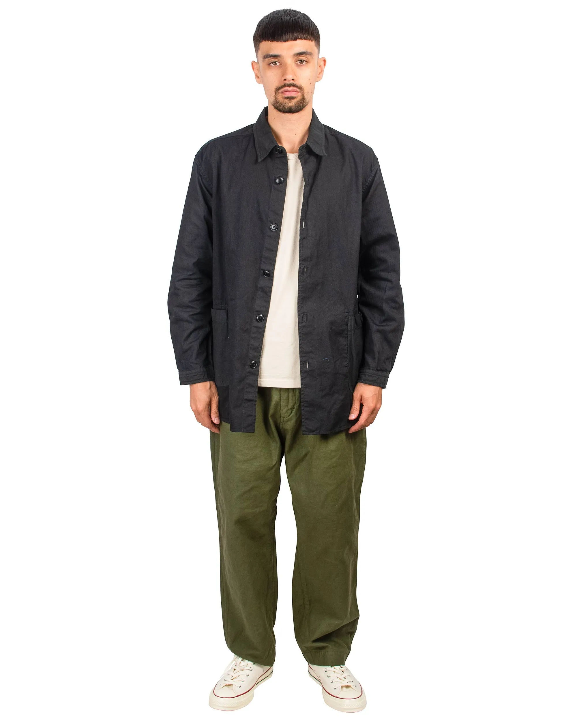 Sage de Cret 9/10 Length One-Tuck Wide Pants Olive Cotton/Linen Back Satin sold by Lost & Found product image thumbnail 2