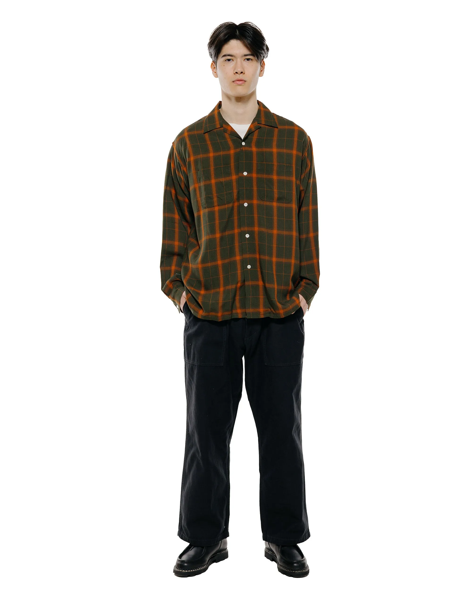 Beams Plus Open Collar Ombre Plaid Green Mustard Ombre sold by Lost & Found product image thumbnail 4