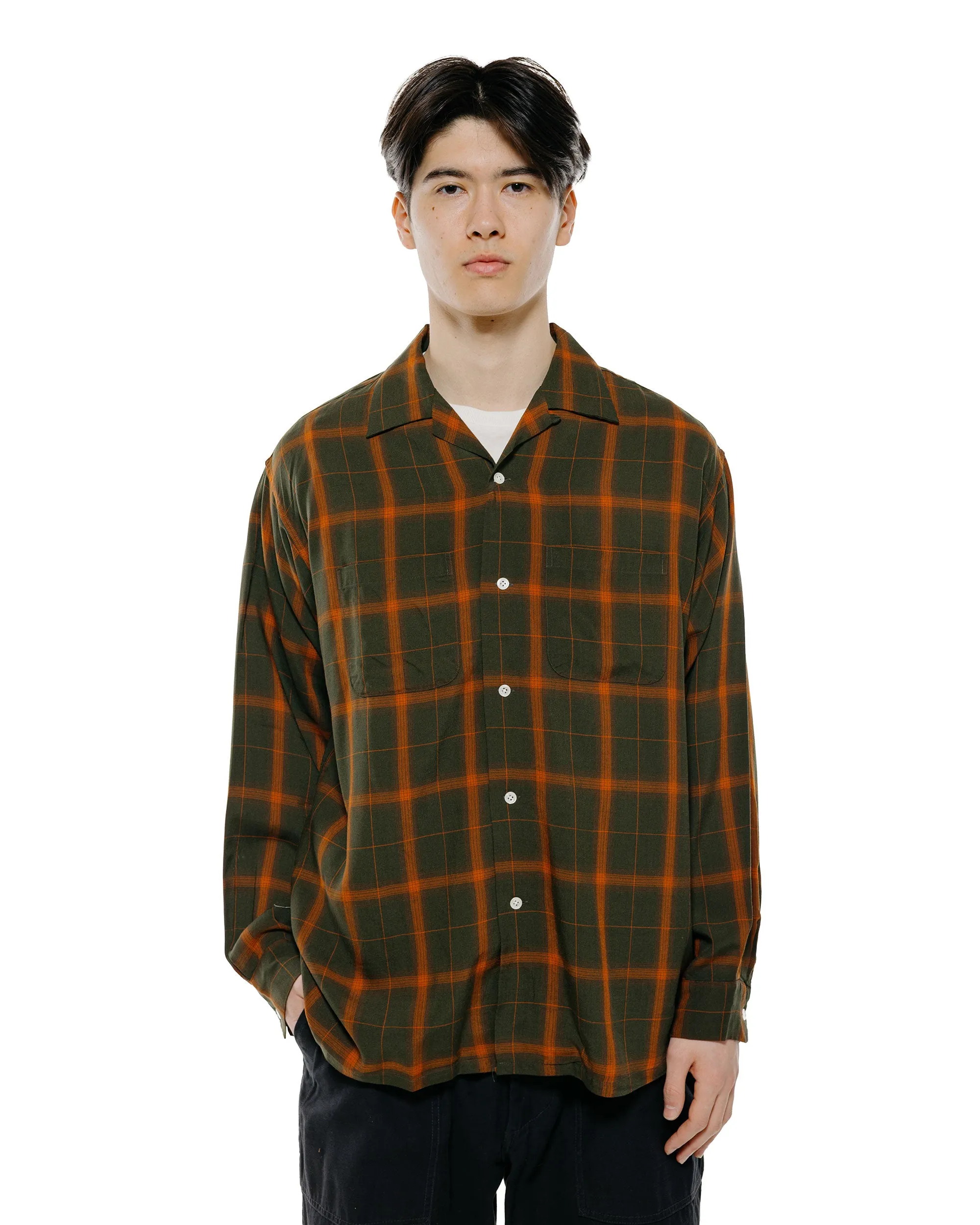 Beams Plus Open Collar Ombre Plaid Green Mustard Ombre sold by Lost & Found product image thumbnail 2