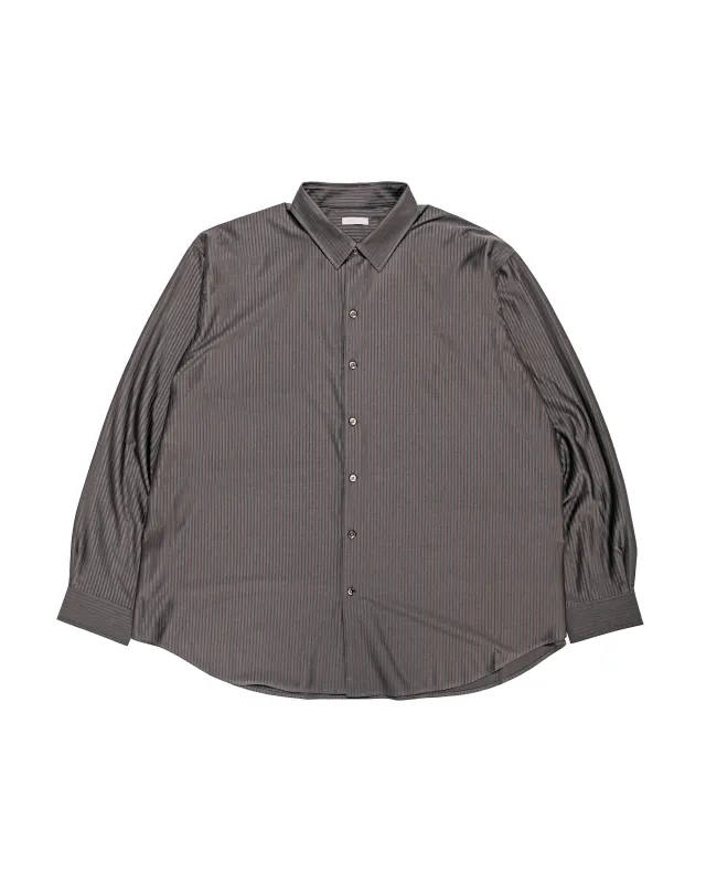 KANEMASA PHIL 46G Stripe Atmosphere Shirt Charcoal Brown made by Lost & Found