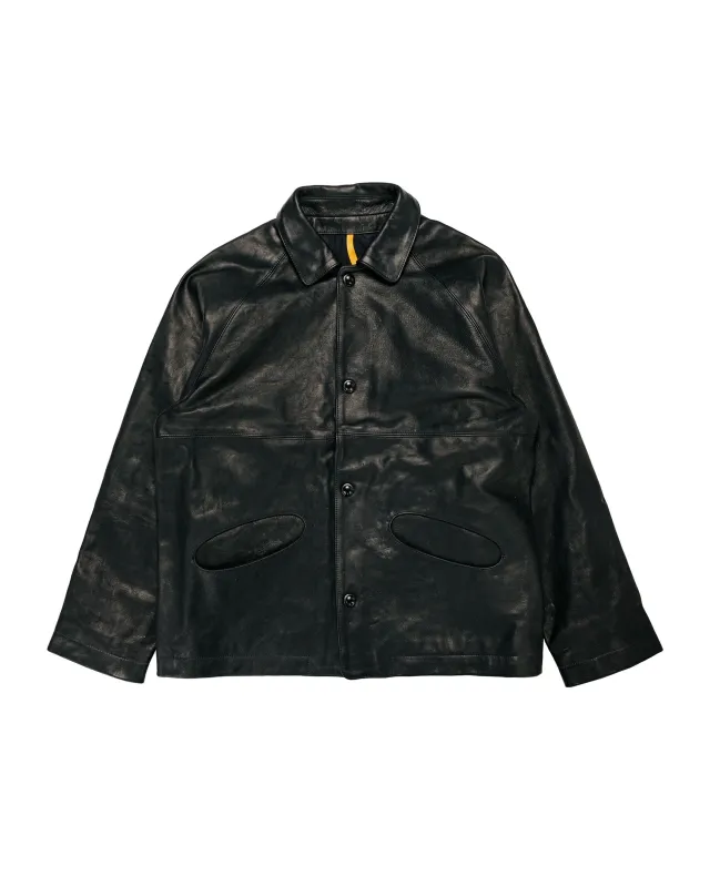 MAN-TLE R21 Leather-3 Boat Shirt Black Hide made by MAN-TLE