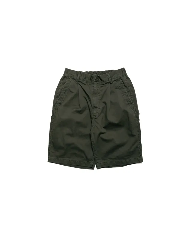 Sage de Cret Cotton Broken Twill Wide Pleated Shorts Olive made by Sage de Cret
