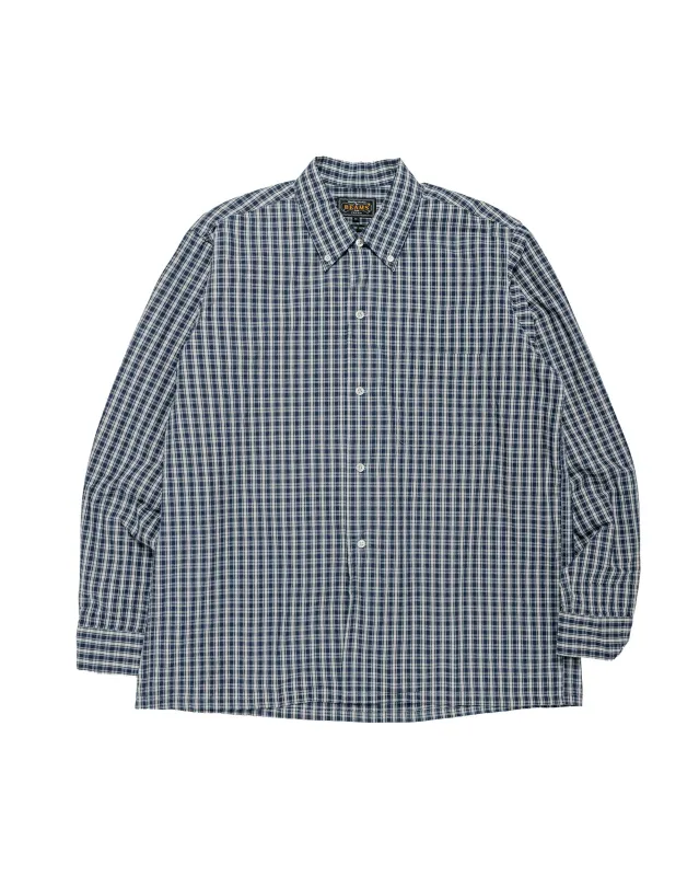 Beams Plus Open B.D. Indigo Dobby Plaid Navy made by BEAMS PLUS