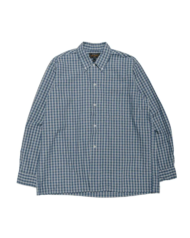 Beams Plus Open B.D. Indigo Dobby Plaid Blue made by BEAMS PLUS