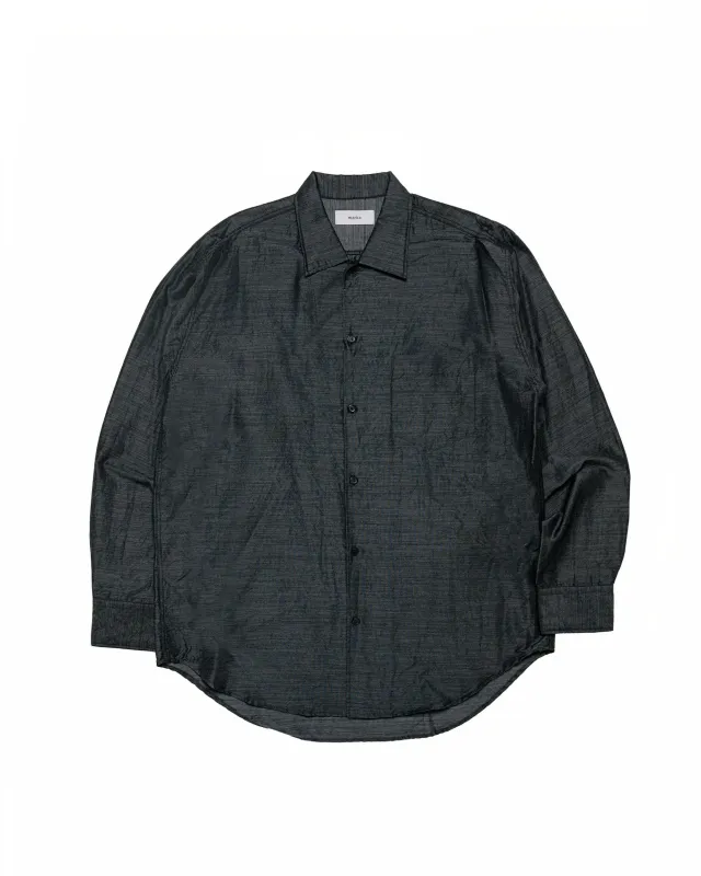 marka Silk/Wool Feather Twill Open Collar L/S Shirt Gray made by MARKAWARE