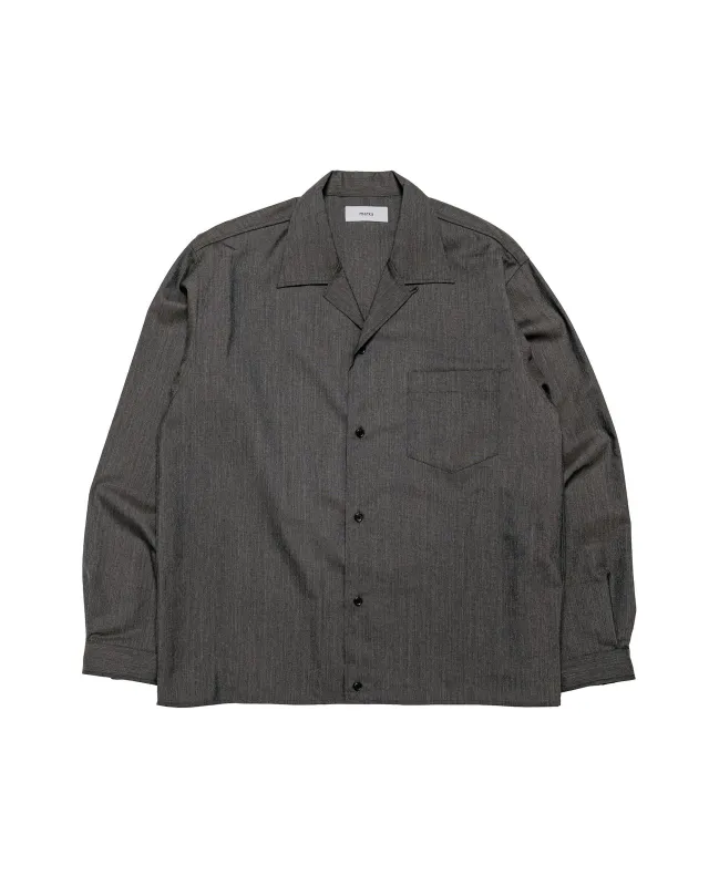 marka 2/60 Wool Tropical Melange Open Collar L/S Shirt With Hem Tab Brown Gray made by MARKAWARE