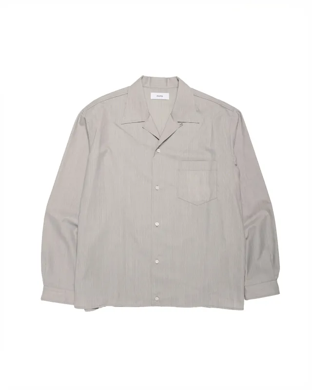 marka 2/60 Wool Tropical Melange Open Collar L/S Shirt With Hem Tab Light Gray made by MARKAWARE