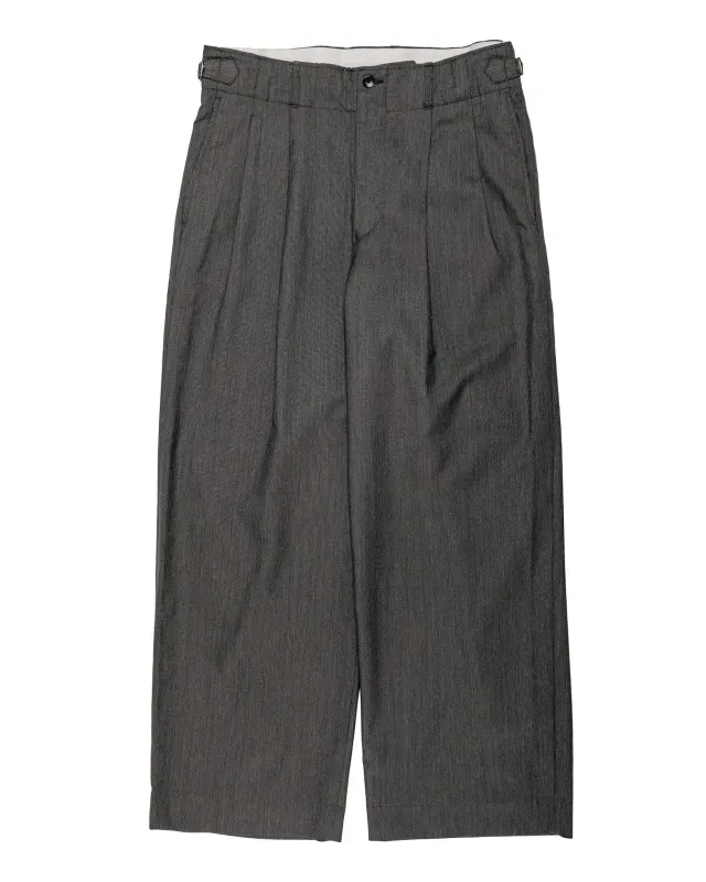 marka 2/60 Wool Gabardine Double Pleated Military Trouser Brown Gray made by MARKAWARE