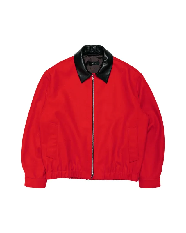 Wanze Harrington Jacket Wool Serge Red made by Lost & Found