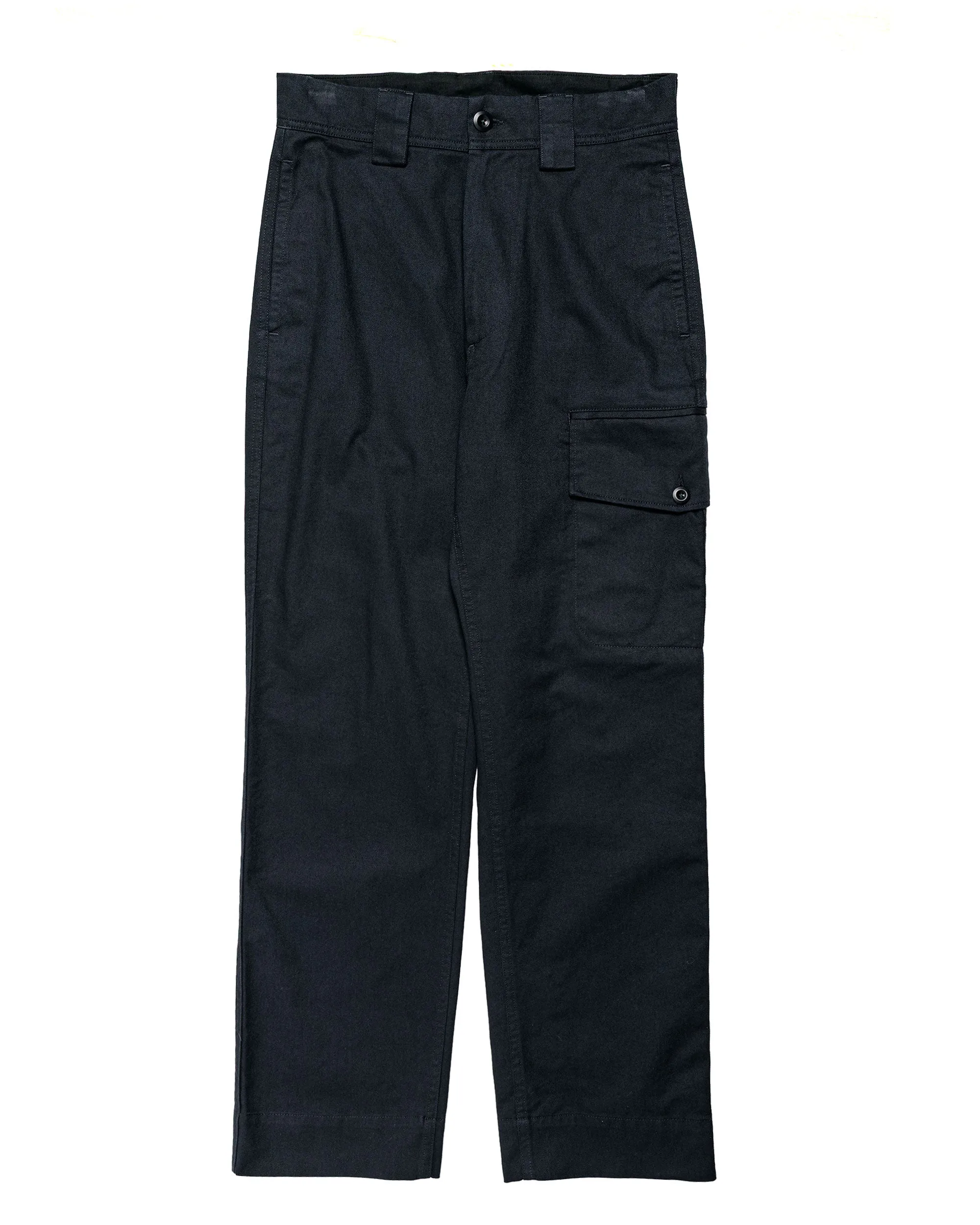 MHL Single Cargo Pocket Trousers Soft Cotton Drill Ink sold by Lost & Found