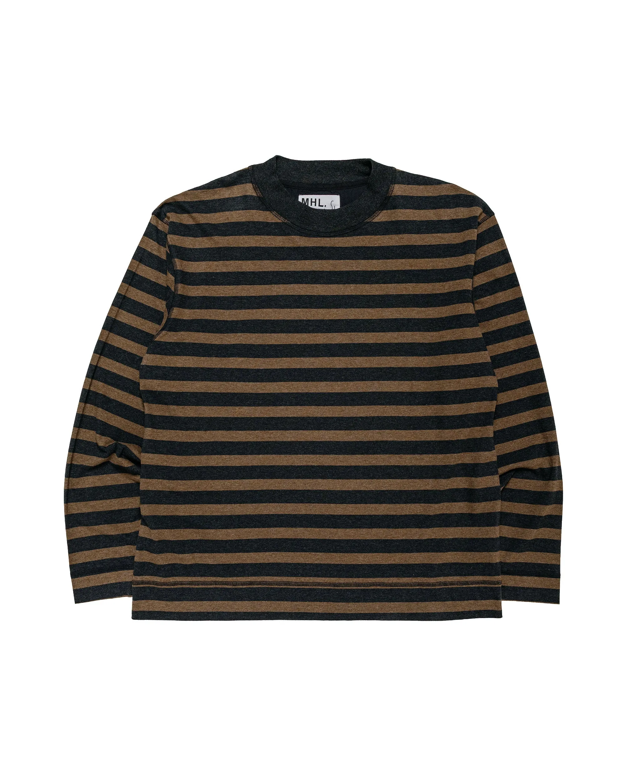 MHL Crew Neck Matelot Light Cotton Melange Stripe Off Black/Bark sold by Lost & Found