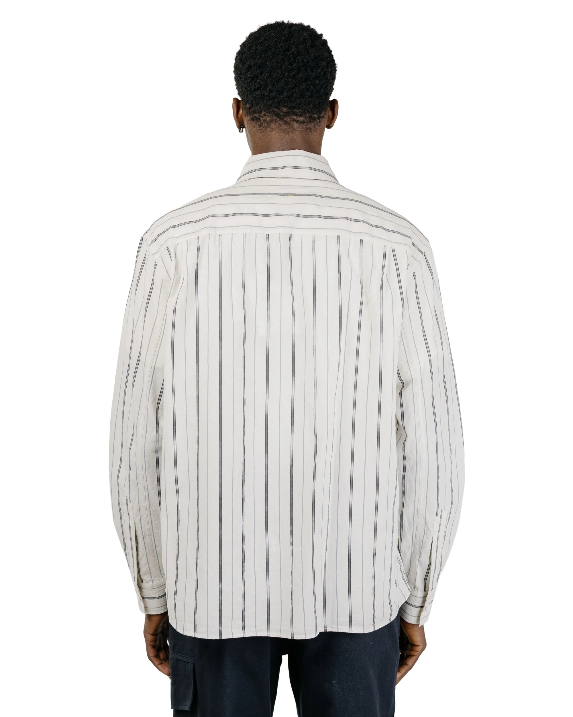 MHL Overall Shirt Japanese Wide Stripe Cotton Blend Off White/Navy sold by Lost & Found product image thumbnail 4