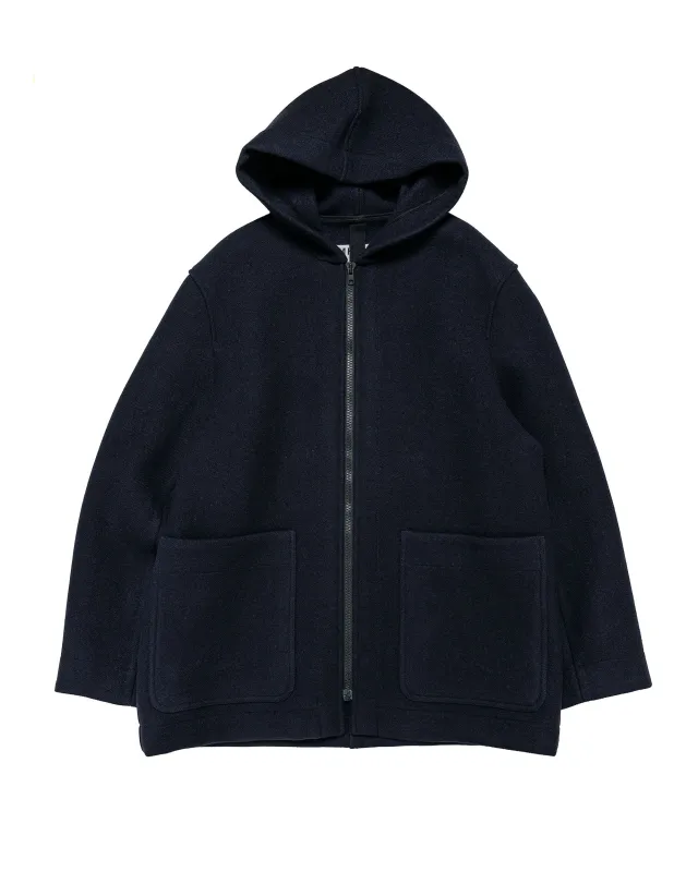 MHL Zip Through Duffle Double Wool Melton Dark Navy made by Margaret Howell