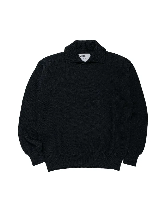 MHL Chunky Collared Sweater Virgin Wool Black made by Margaret Howell
