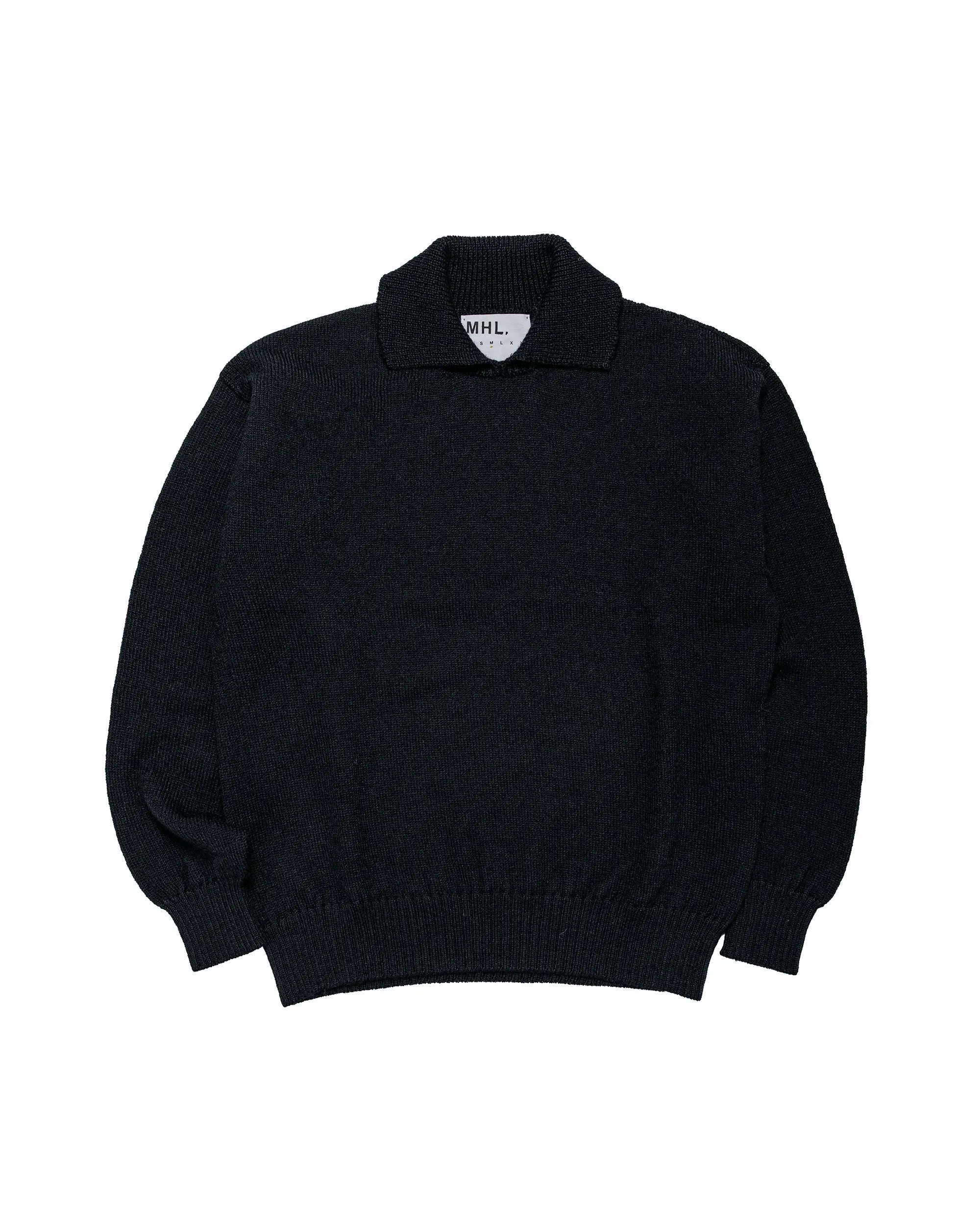 MHL Chunky Collared Sweater Virgin Wool Black sold by Lost & Found
