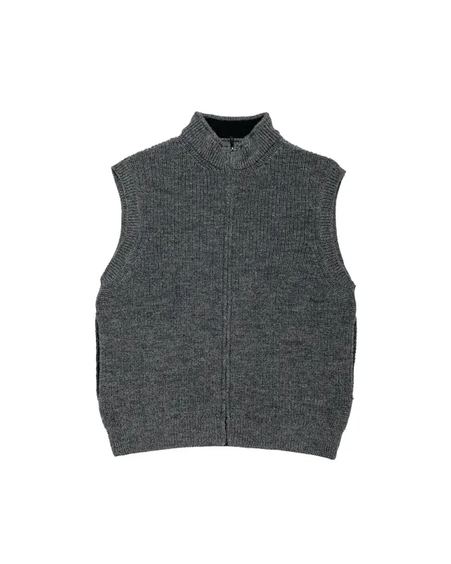MHL Zip Gilet Dry Merino Grey Melange made by Margaret Howell