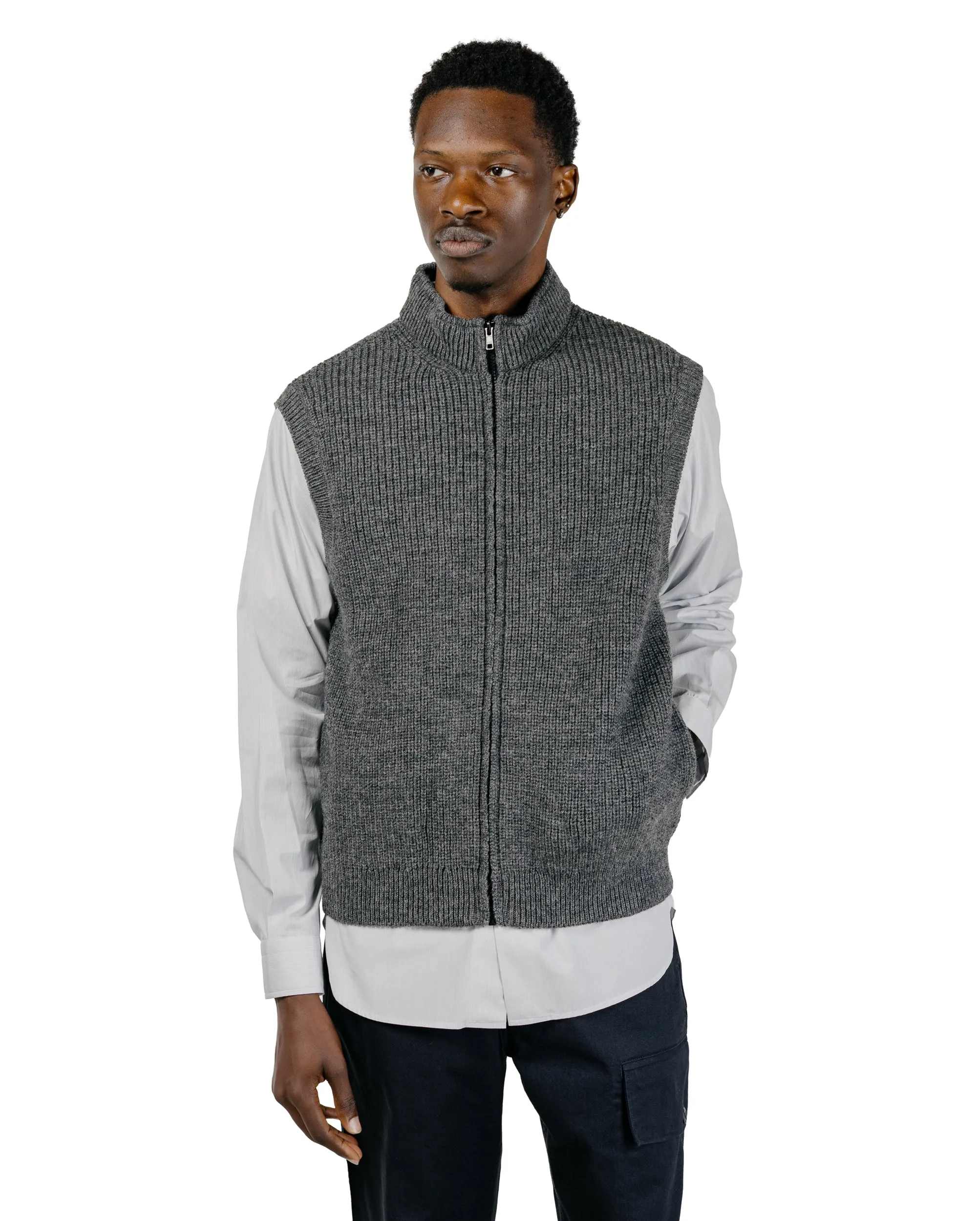 MHL Zip Gilet Dry Merino Grey Melange sold by Lost & Found product image thumbnail 2