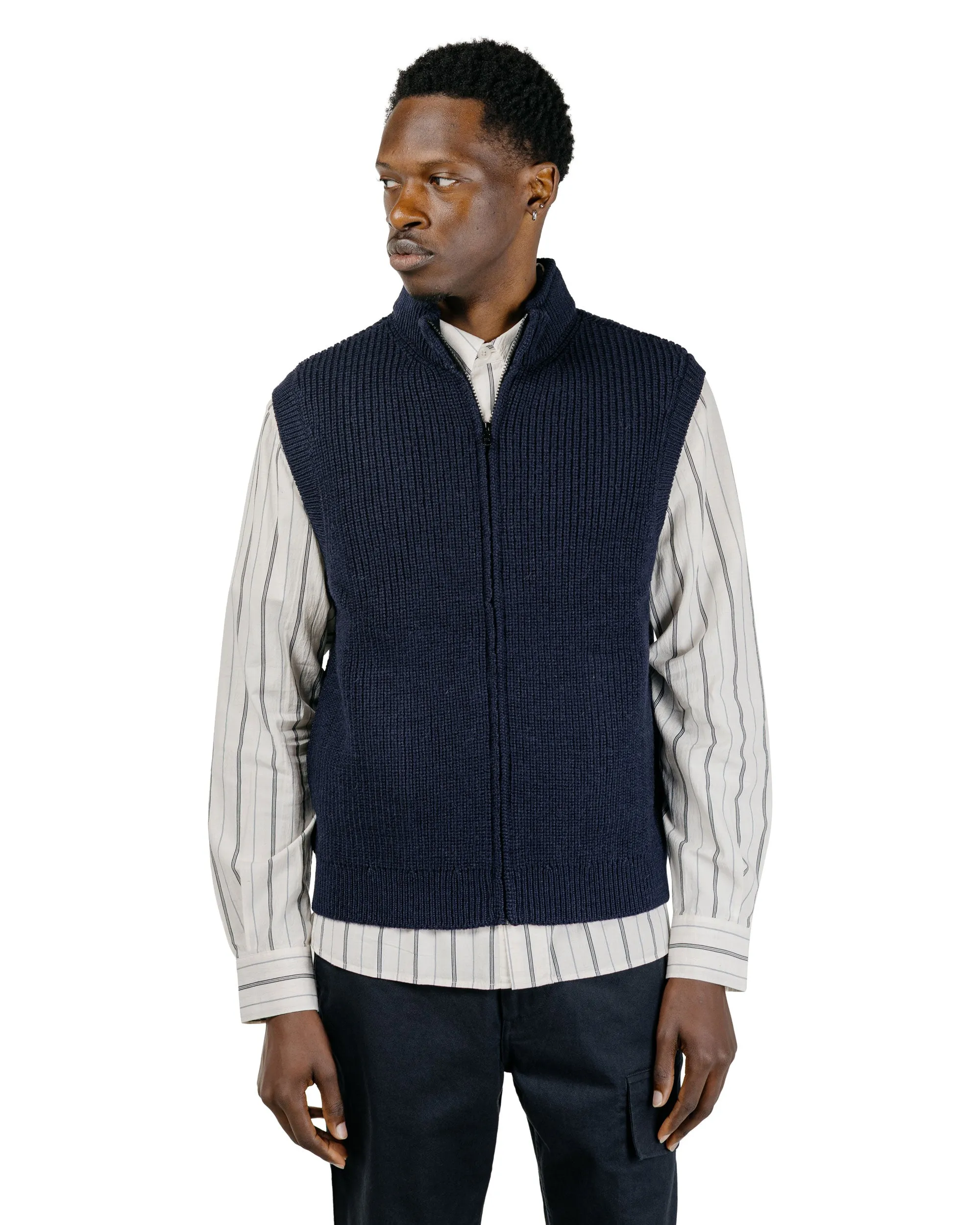 MHL Zip Gilet Dry Merino Navy sold by Lost & Found product image thumbnail 2