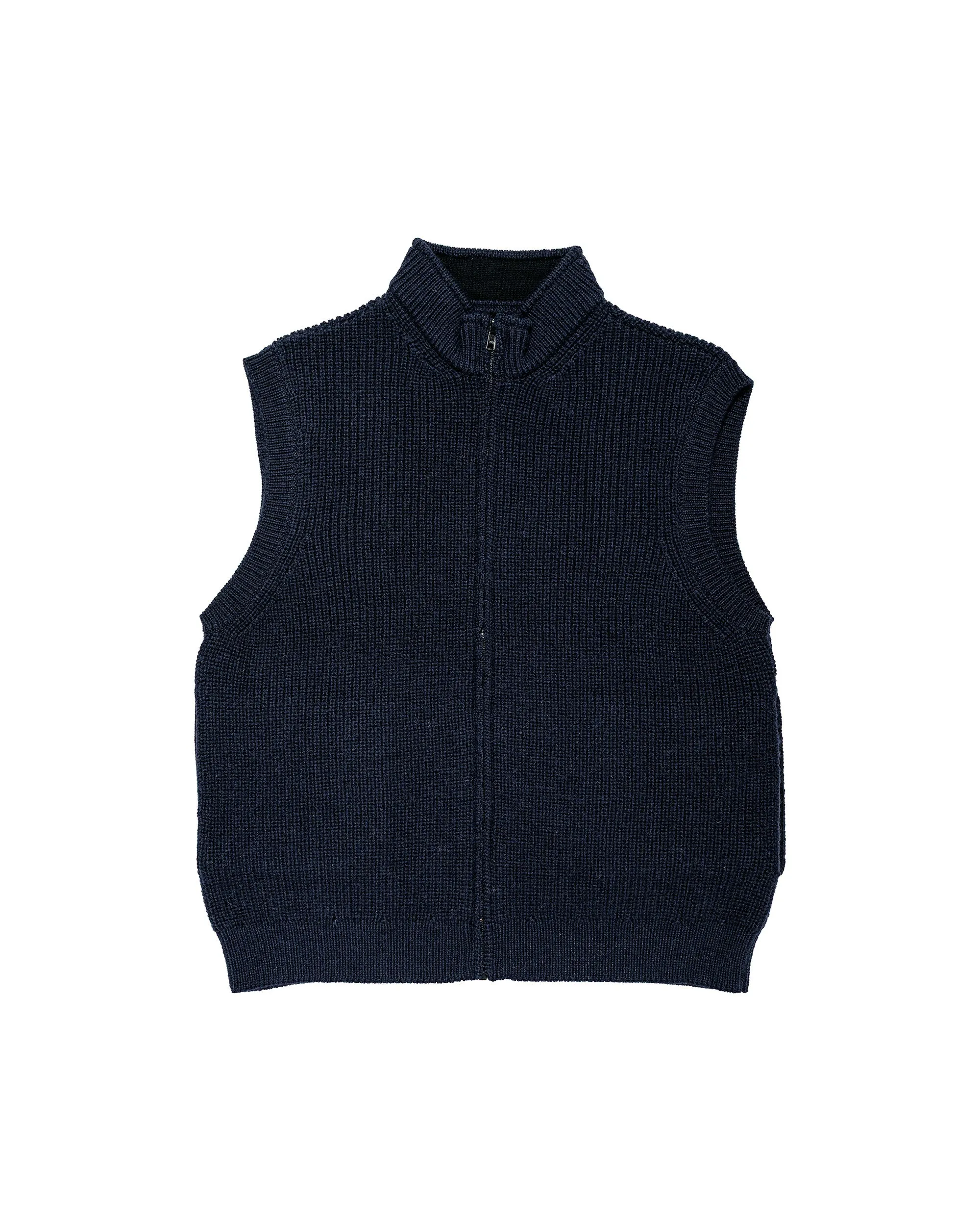 MHL Zip Gilet Dry Merino Navy sold by Lost & Found