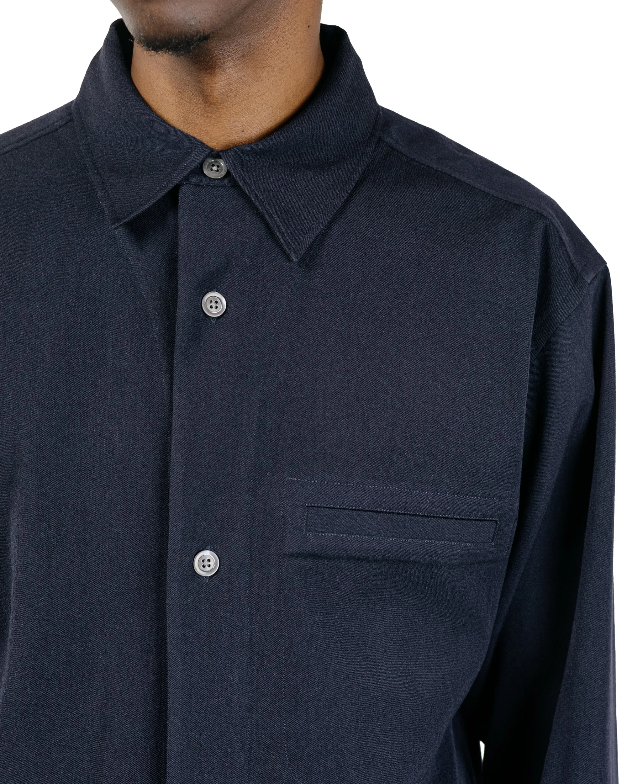 Margaret Howell Half Lined Shirt Brushed Fluid Wool Twill Navy sold by Lost & Found product image thumbnail 3