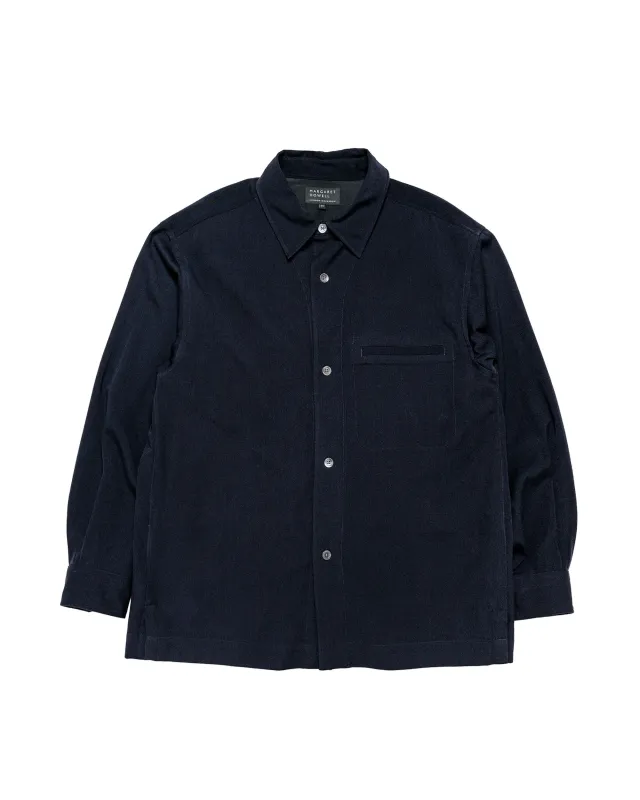 Margaret Howell Half Lined Shirt Brushed Fluid Wool Twill Navy made by Margaret Howell