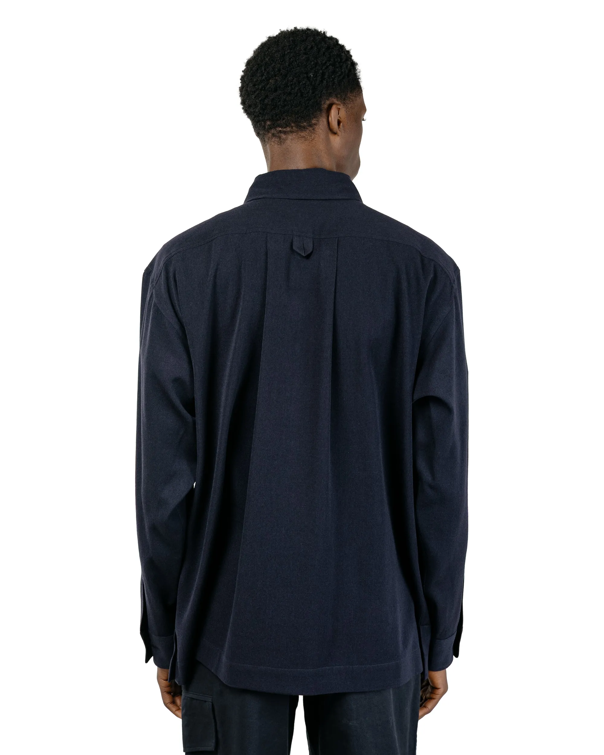 Margaret Howell Half Lined Shirt Brushed Fluid Wool Twill Navy sold by Lost & Found product image thumbnail 4