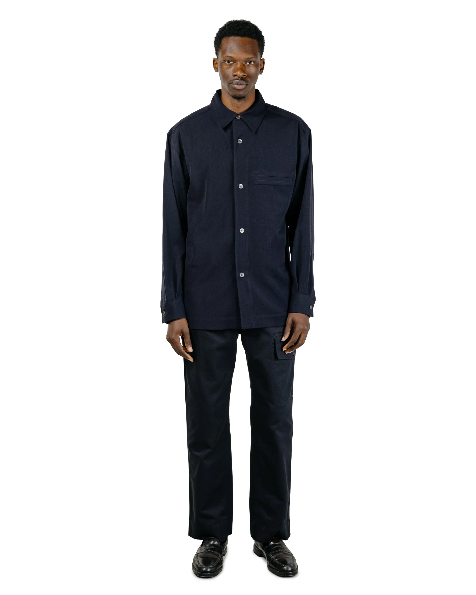 Margaret Howell Half Lined Shirt Brushed Fluid Wool Twill Navy sold by Lost & Found product image thumbnail 5