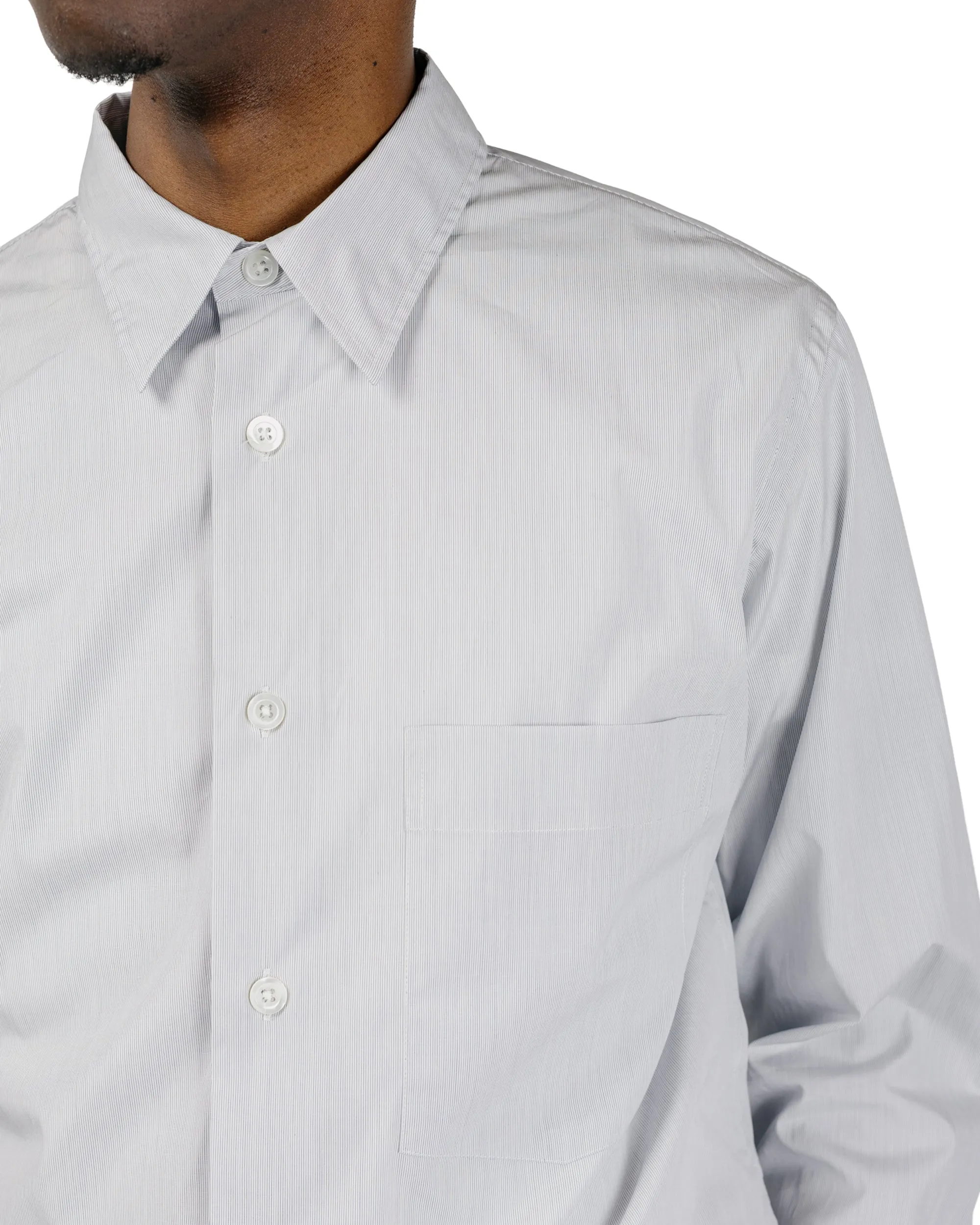 Margaret Howell Basic Shirt Cotton Micro Stripe White/Navy sold by Lost & Found product image thumbnail 3