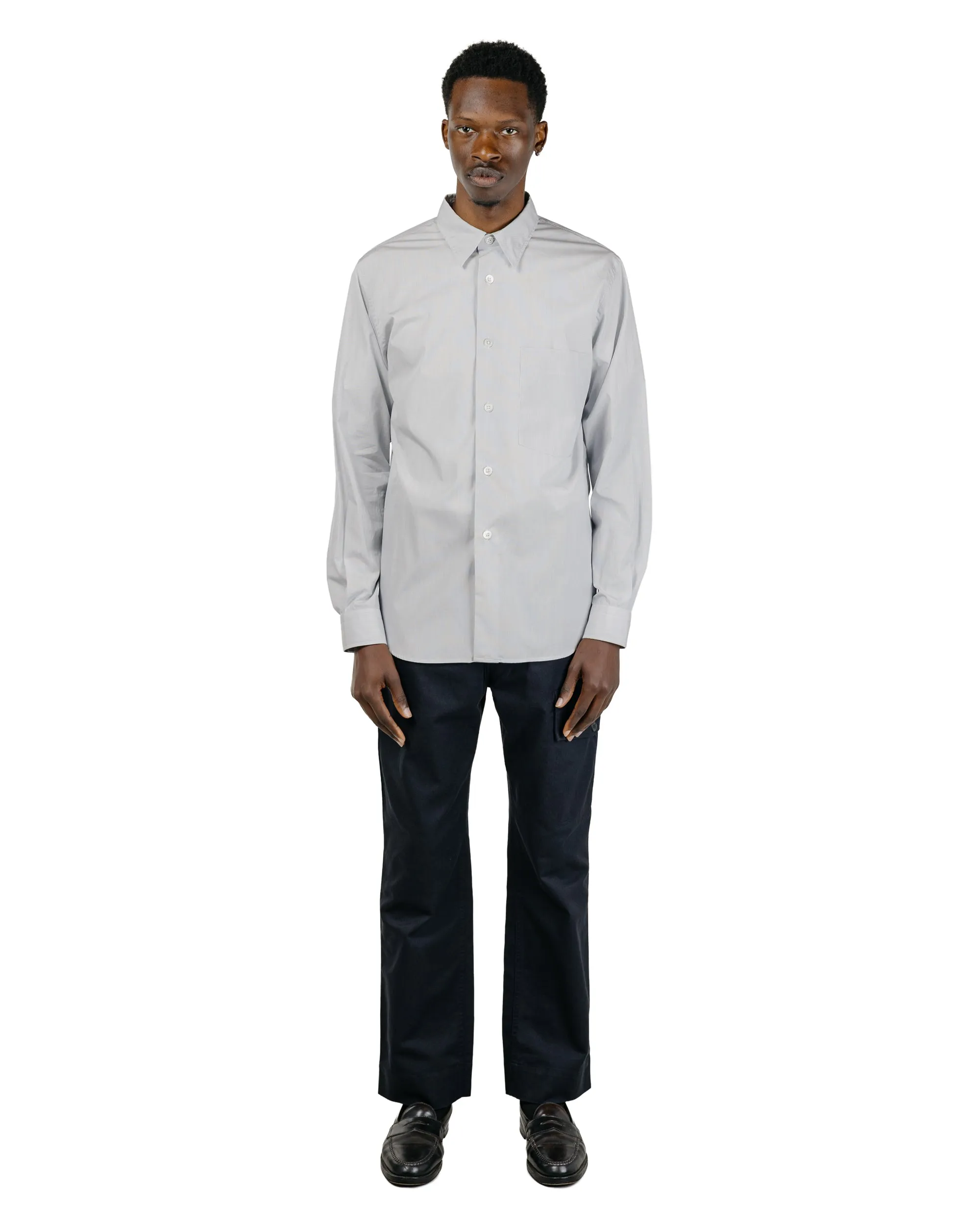 Margaret Howell Basic Shirt Cotton Micro Stripe White/Navy sold by Lost & Found product image thumbnail 5