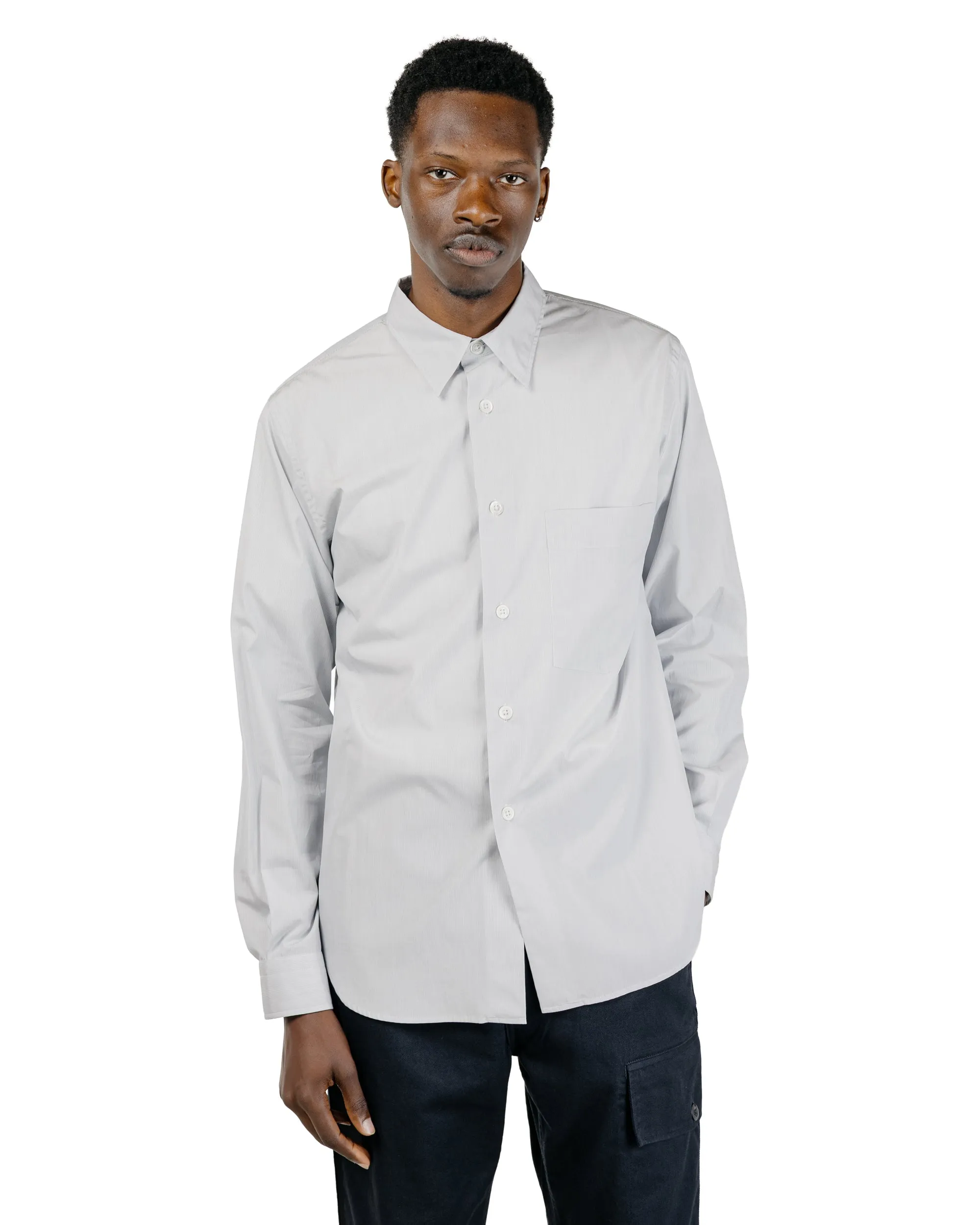 Margaret Howell Basic Shirt Cotton Micro Stripe White/Navy sold by Lost & Found product image thumbnail 2