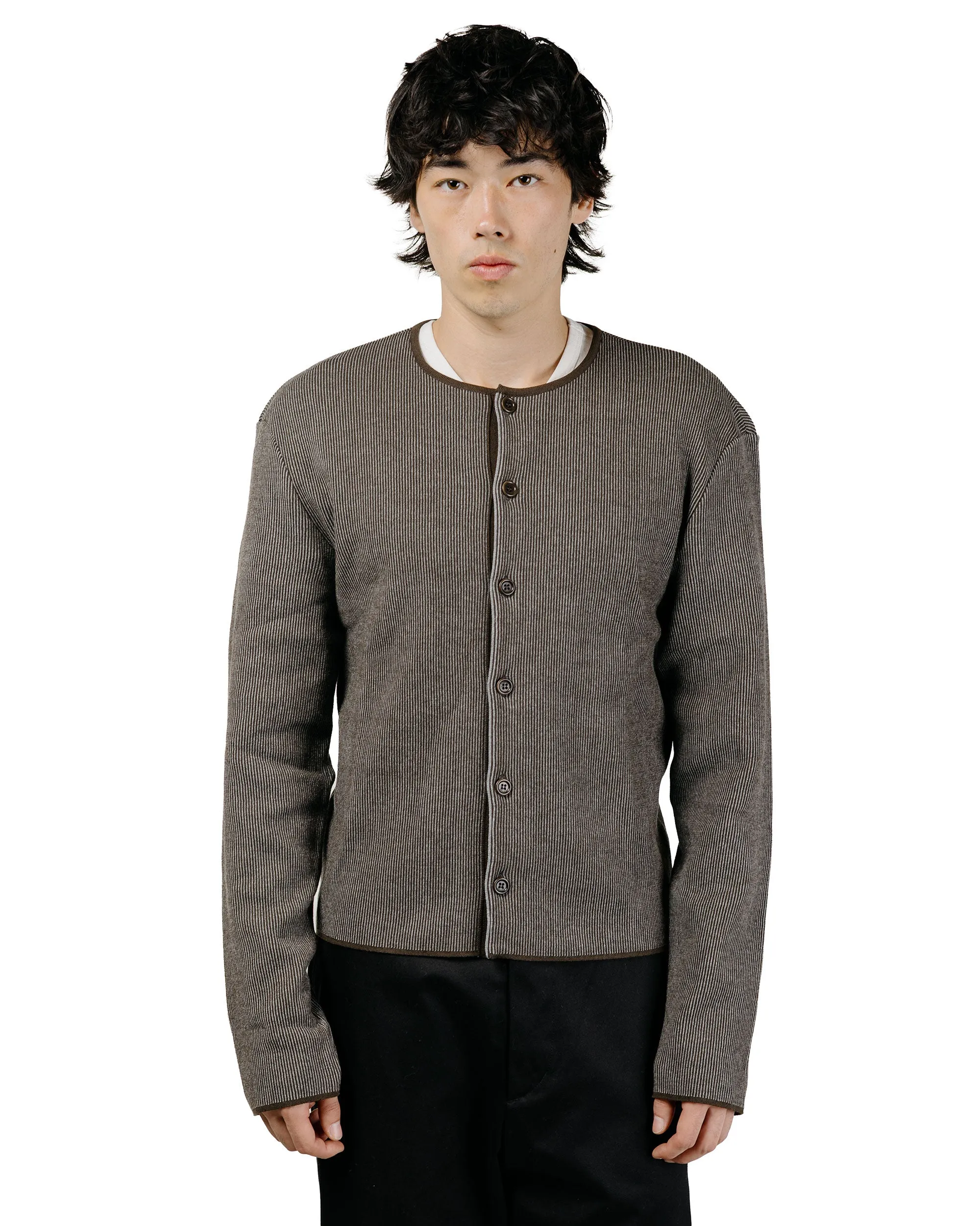 Amomento Stripe Button Up Cardigan Brown sold by Lost & Found product image thumbnail 2