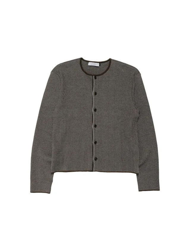 Amomento Stripe Button Up Cardigan Brown made by Amomento