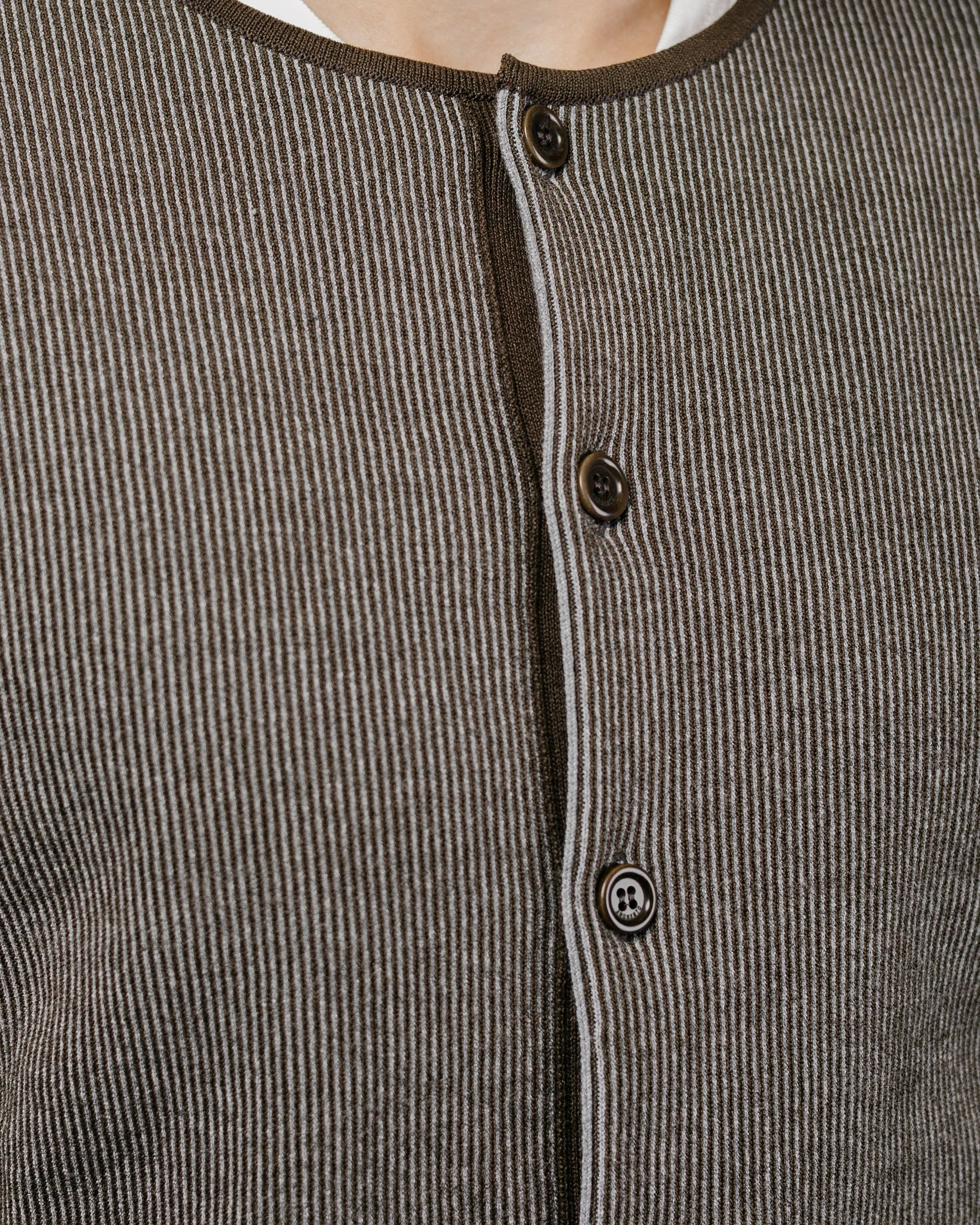 Amomento Stripe Button Up Cardigan Brown sold by Lost & Found product image thumbnail 3