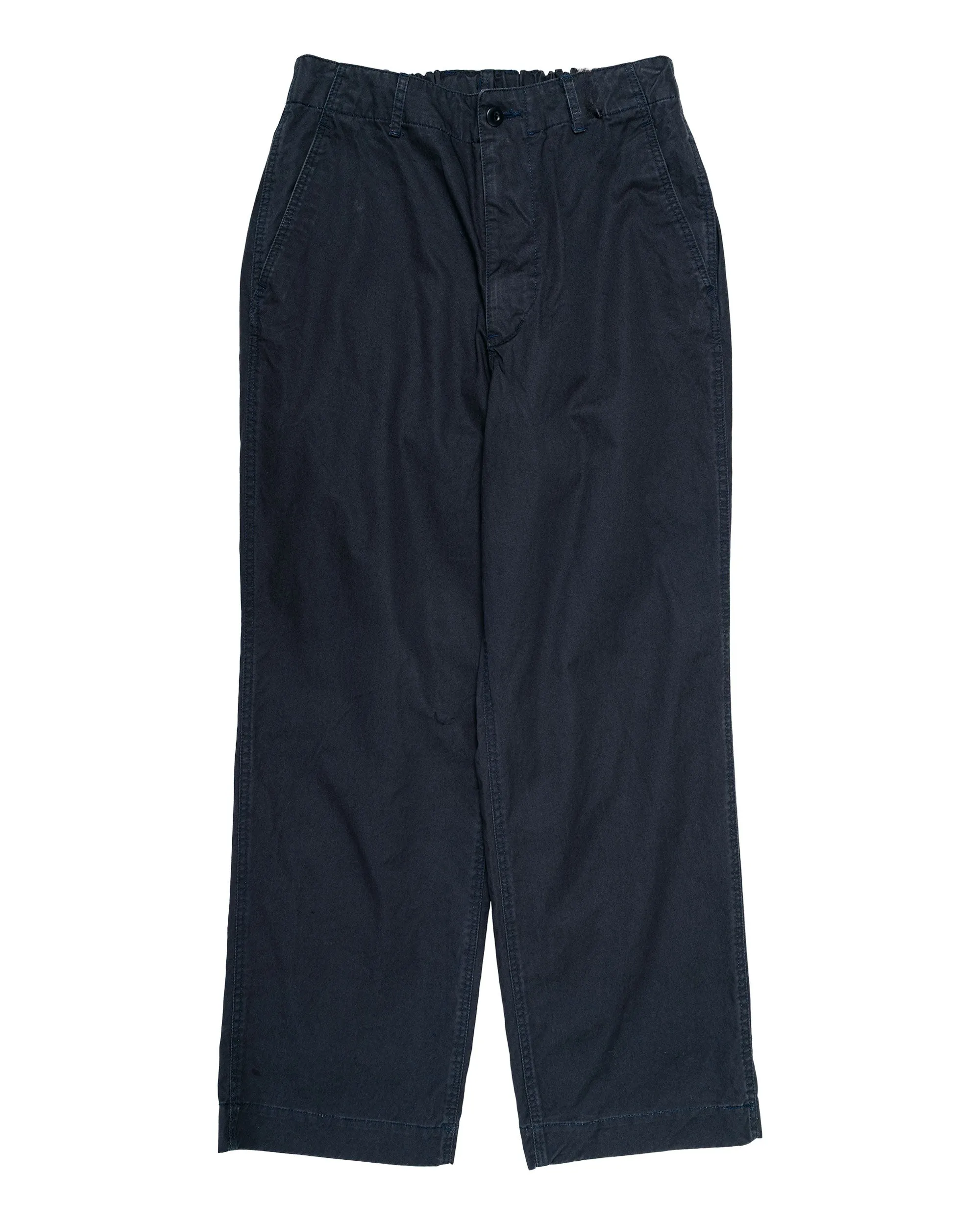 Sage de Cret CO High Density Chino Cloth Wide Work Pants Navy sold by Lost & Found