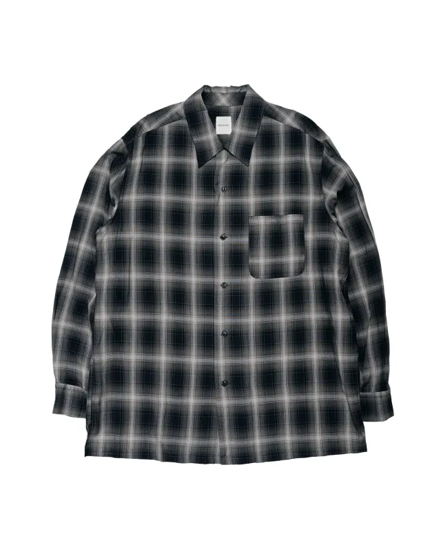 Sage de Cret RA Ombre Check Open Collar Shirt Gray made by Sage de Cret