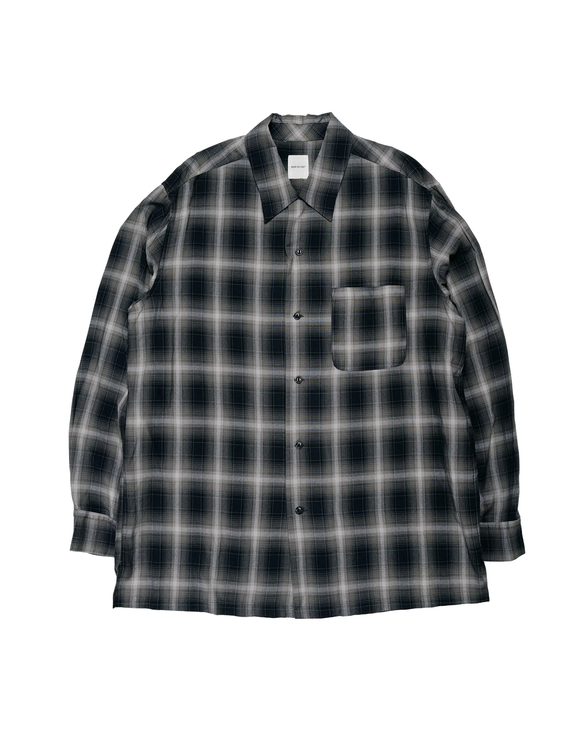 Sage de Cret RA Ombre Check Open Collar Shirt Gray sold by Lost & Found
