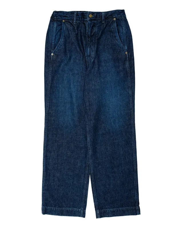 Sage de Cret 13oz Uneven Yarn Denim Wide Work Pants Navy made by Sage de Cret
