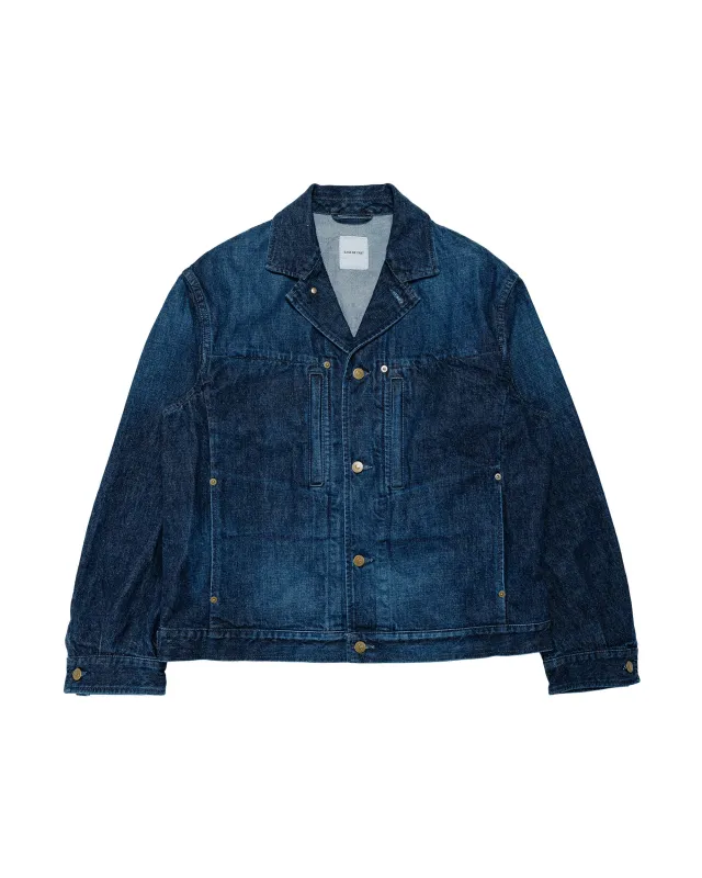 Sage de Cret 13oz Uneven Yarn Denim F-1 Style Short Jacket Navy made by Sage de Cret