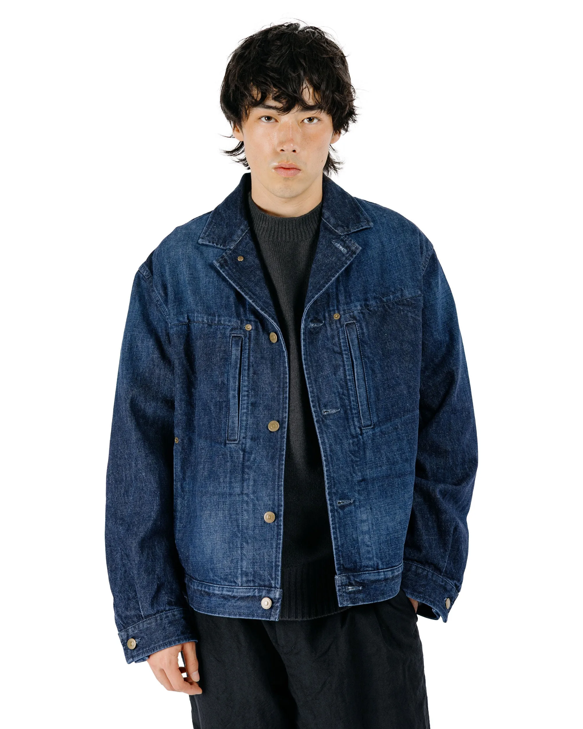 Sage de Cret 13oz Uneven Yarn Denim F-1 Style Short Jacket Navy sold by Lost & Found product image thumbnail 2