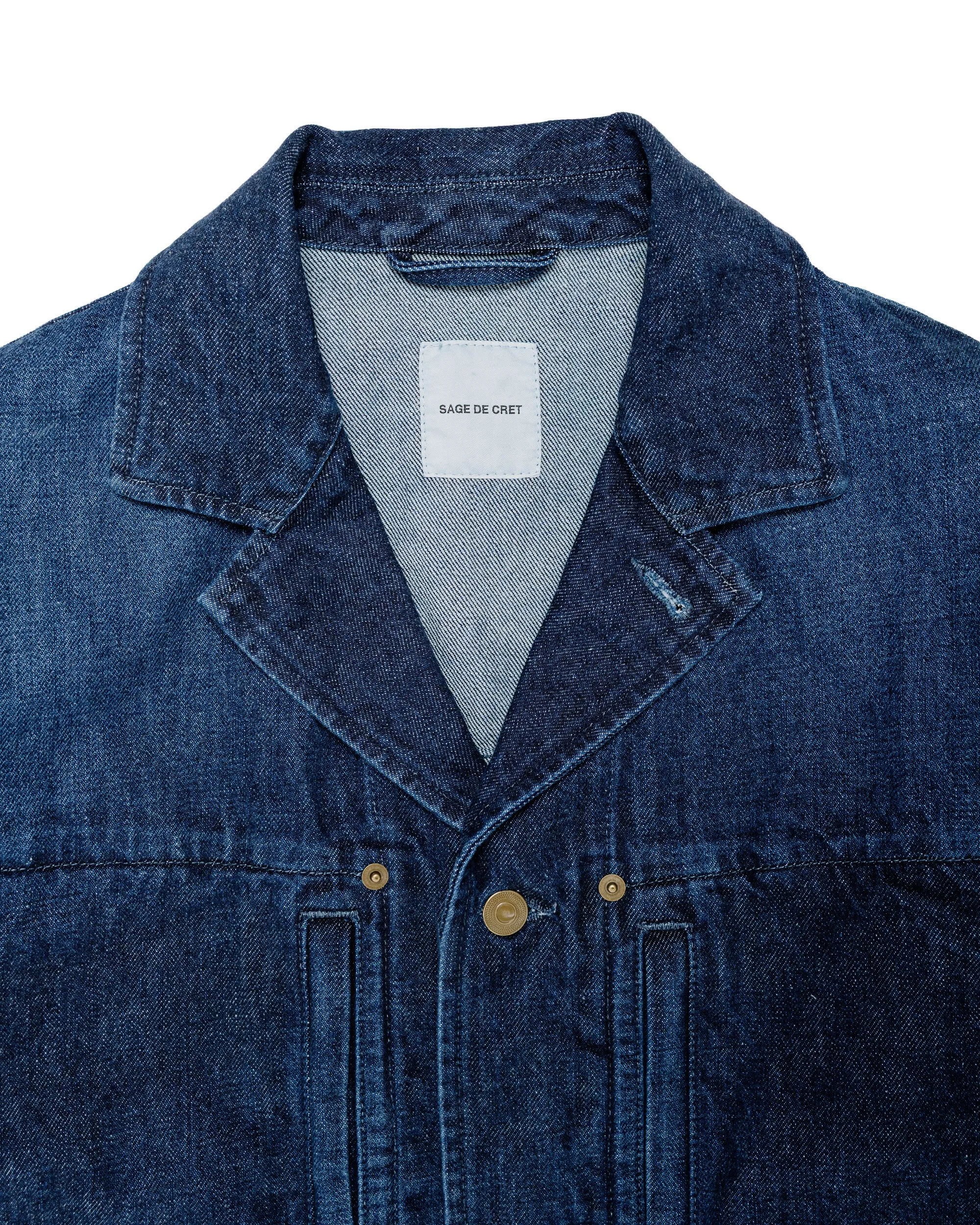 Sage de Cret 13oz Uneven Yarn Denim F-1 Style Short Jacket Navy sold by Lost & Found product image thumbnail 5