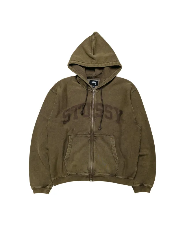 Stüssy Faded Graphic Zip Hood Olive made by Stussy