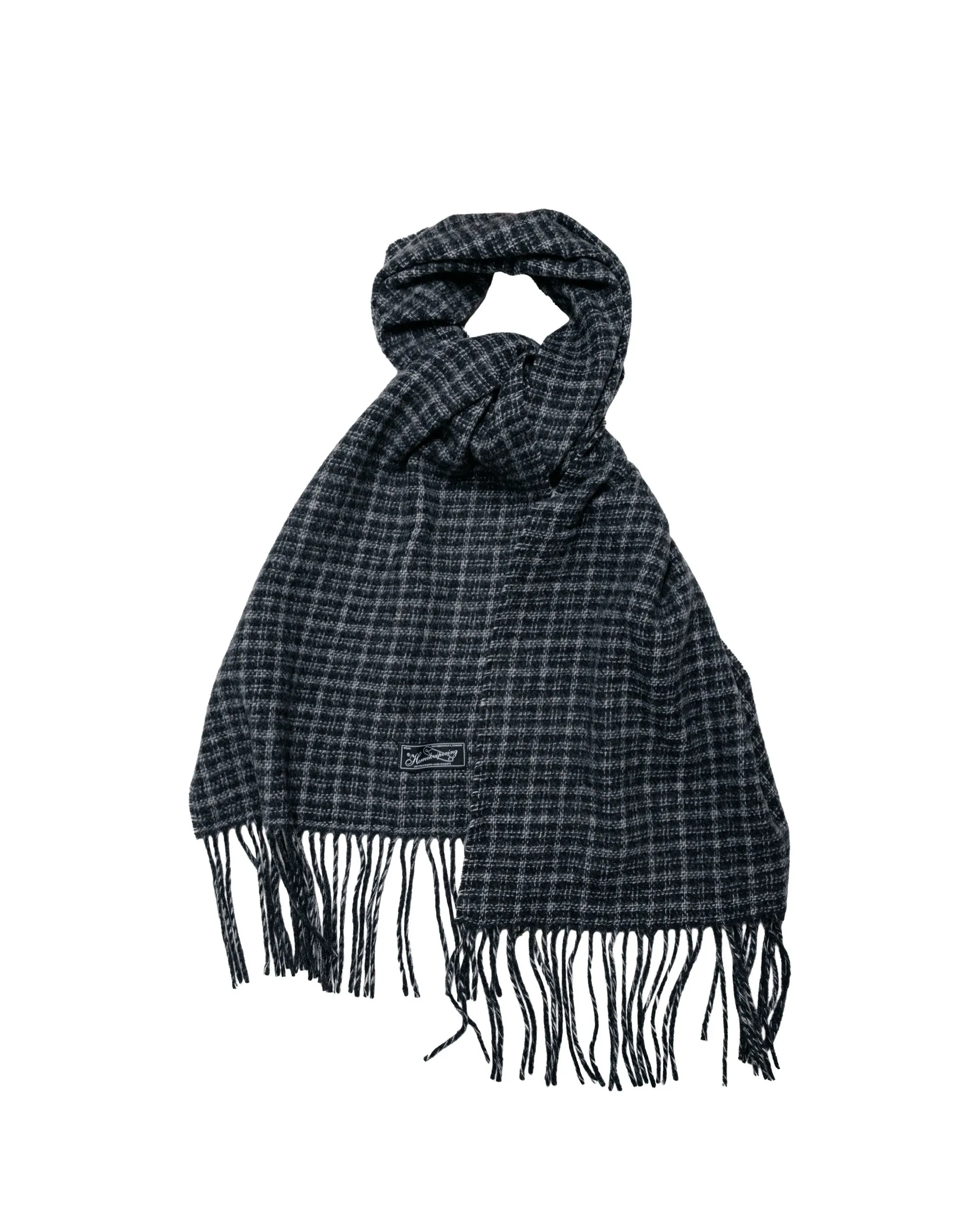 mfpen Facade Fringe Scarf Charcoal Fence Check sold by Lost & Found product image thumbnail 2