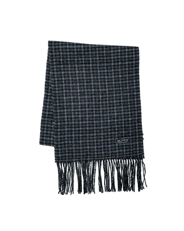 mfpen Facade Fringe Scarf Charcoal Fence Check made by mfpen