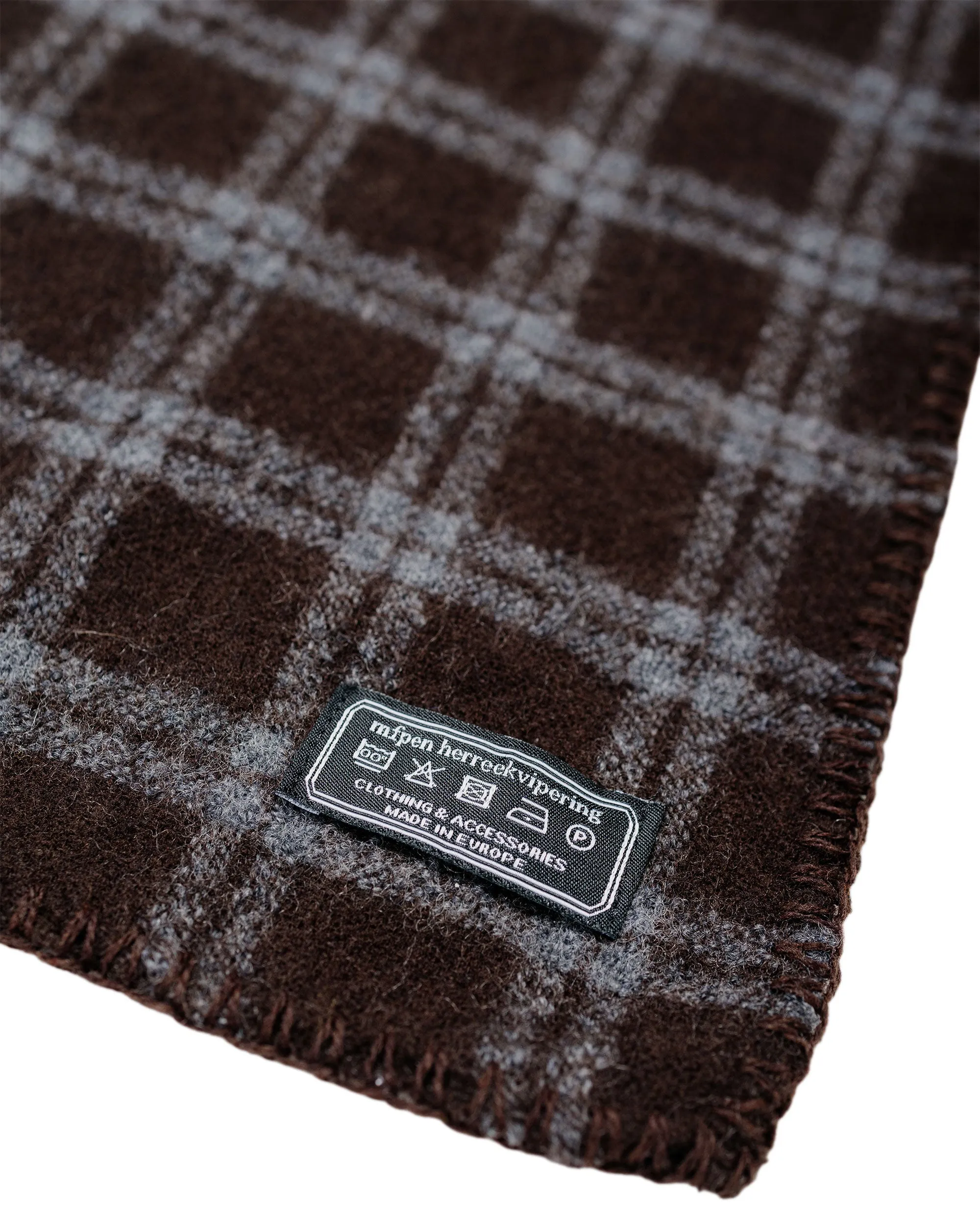 mfpen Triangle Scarf Brown Grey Check sold by Lost & Found product image thumbnail 4