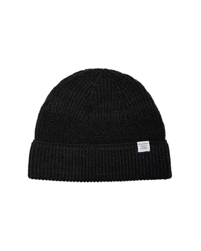 Norse Projects Wool Cotton Rib Beanie Darkest Purple made by Norse Projects